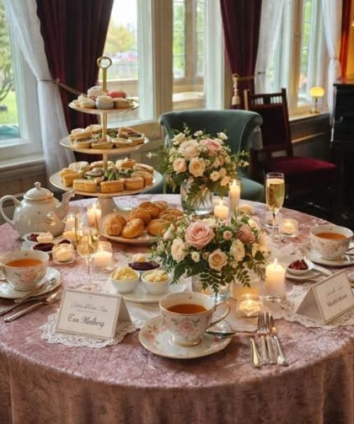 Bord dekket til Afternoon Tea på Negarden1897